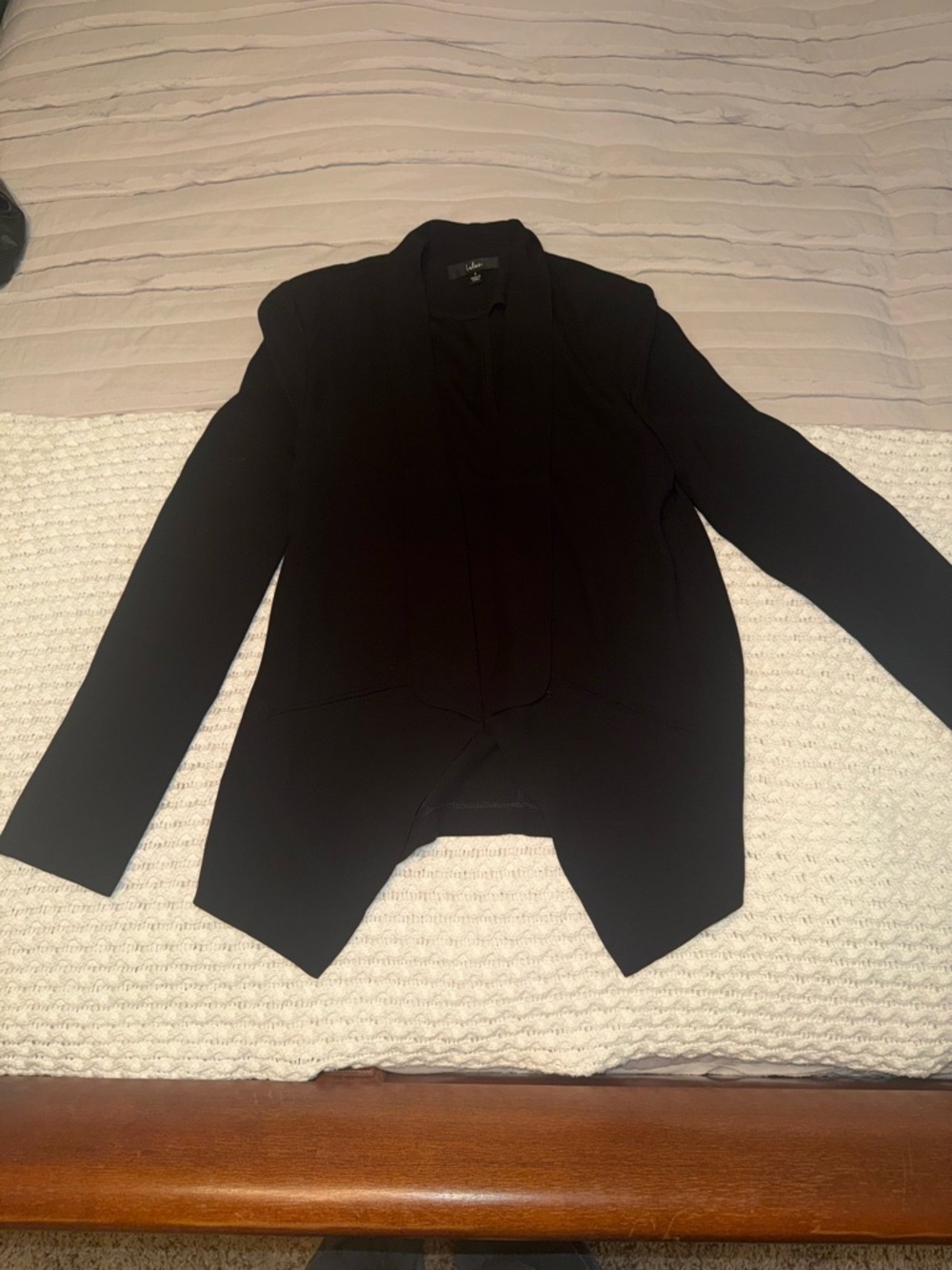 Lulu's Black Open-Front Draped Lightweight Blazer Jacket